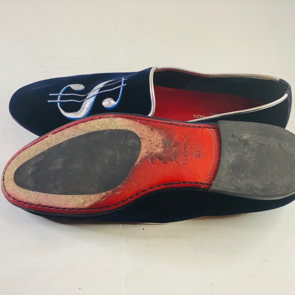 NAVY BLUE VELVET MENS LOAFER W/MONEY SIGN SIZE 10 main image 7